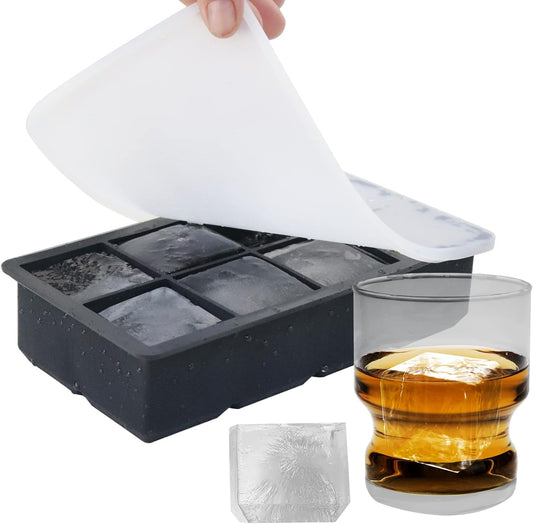 Premium Large Ice Cube Tray - Big 2-Inch Square Silicone Ice Cube Molds with Removable Lids - Food Grade, V1259-DP01-A-3940