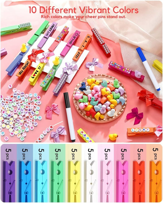 Colored Clothespins, Colorful Clothes Pins Wooden Clips Rainbow Colors 50 Pack Decorative Crafts Pegs Photos V1259-DP01-A-3943