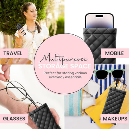 Squeeze Top Soft Sunglass Case - Pu Leather Sunglass Pouch Convenient Sunglass Travel Case 2 Pack V1259-DP01-A-3956