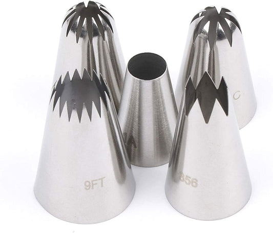 Large Icing Piping Tips Set 5PCS - Extra Large Icing Tips, Star Pastry Tips, French Star Tube, Plain Tube V1259-DP01-A-3959