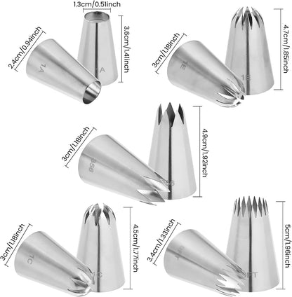 Large Icing Piping Tips Set 5PCS - Extra Large Icing Tips, Star Pastry Tips, French Star Tube, Plain Tube V1259-DP01-A-3959