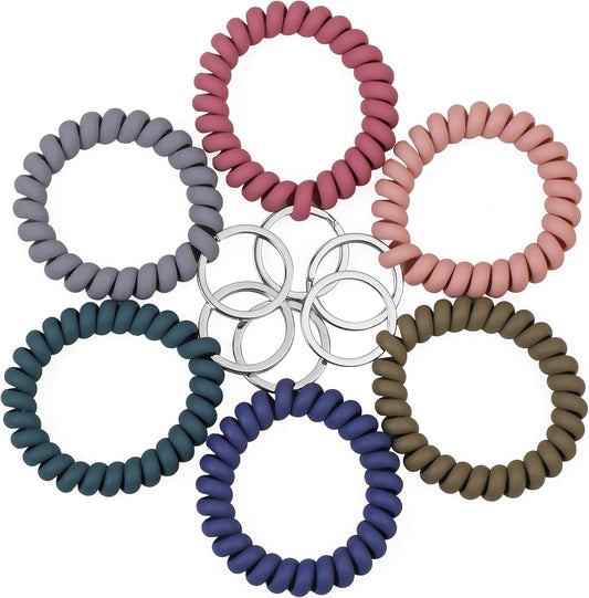 6PCS Stretchable Wristband Wristlet Keychain Wrist Key Chain Wristlet,Spring Flexible Spiral Wrist Coil Wrist V1259-DP01-A-3961