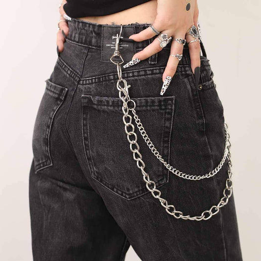 Bomine Hip Hop Pants Jean Chain Goth Punk Silver Trousers Chains Biker Heavy Thick Wallet Pocket Chains V1259-DP01-A-3964
