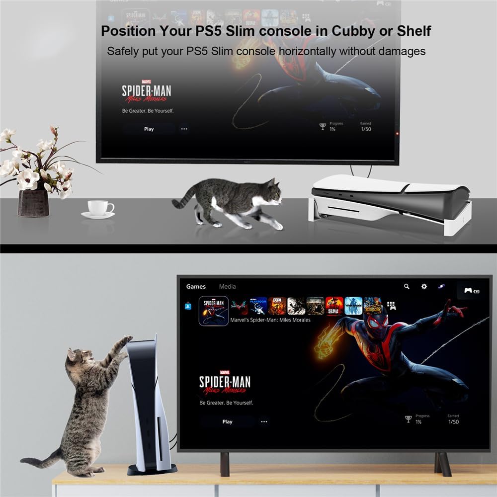 Horizontal Stand for New PS5 Slim Console, Base Holder Accessories for PS5-Slim Disc & Digital Edition V1259-DP01-A-3970