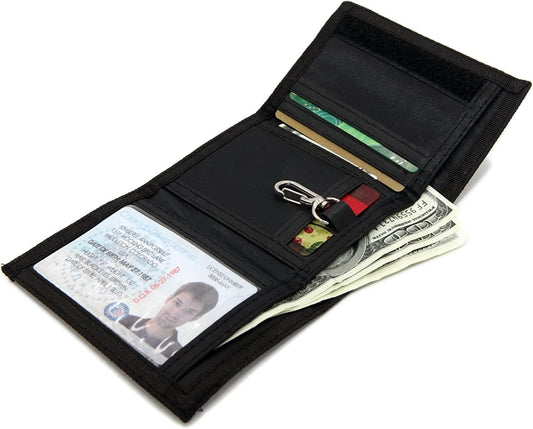 RFID Trifold Canvas Outdoor Sports Wallet for Kids - Front Pocket Wallet with Magic Sticker, camouflage, V1259-DP01-A-3971
