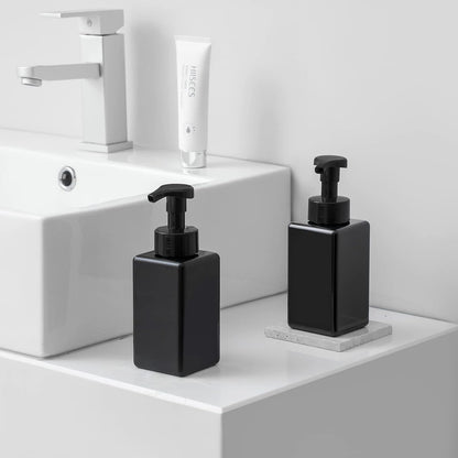 Foaming Soap Dispenser, 15oz Refillable Pump Bottle Plastic for Liquid Soap, Shampoo, Body Wash, 2 Pcs, Black V1259-DP01-A-3973