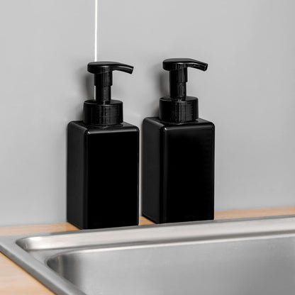 Foaming Soap Dispenser, 15oz Refillable Pump Bottle Plastic for Liquid Soap, Shampoo, Body Wash, 2 Pcs, Black V1259-DP01-A-3973