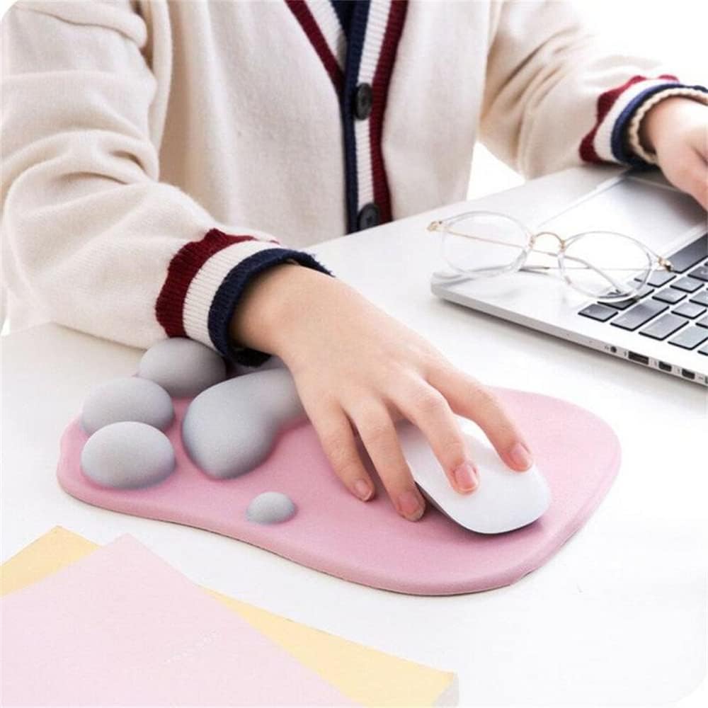 Cat Paw Mouse Pad, Cute 3D Soft Silicone Wrist Rest Support Cushion, Nonslip, Ergonomic Comfort Mouse Mat - V1259-DP01-A-3978