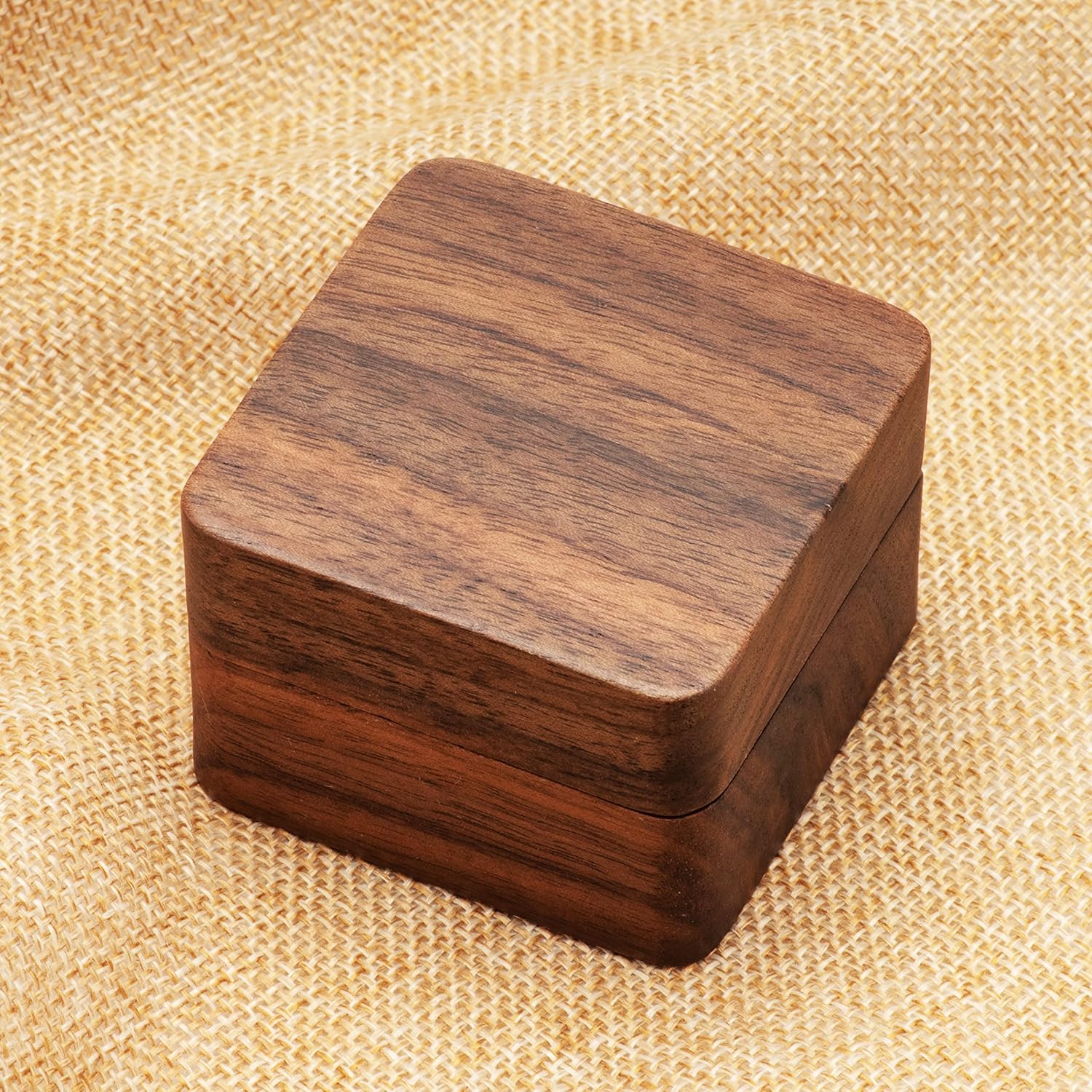 Square Solid Wood Double Ring Box Case for Wedding Ceremony Engagement Proposal,Wooden Ring Holder for 2 V1259-DP01-A-3980