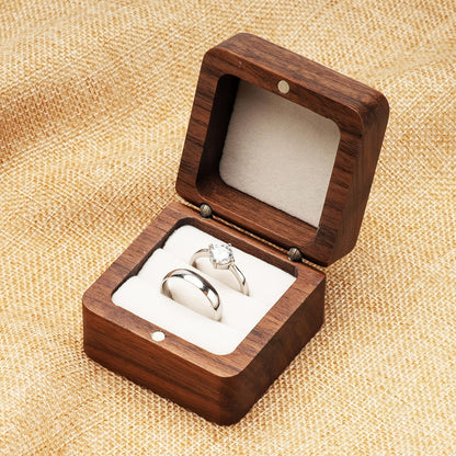 Square Solid Wood Double Ring Box Case for Wedding Ceremony Engagement Proposal,Wooden Ring Holder for 2 V1259-DP01-A-3980