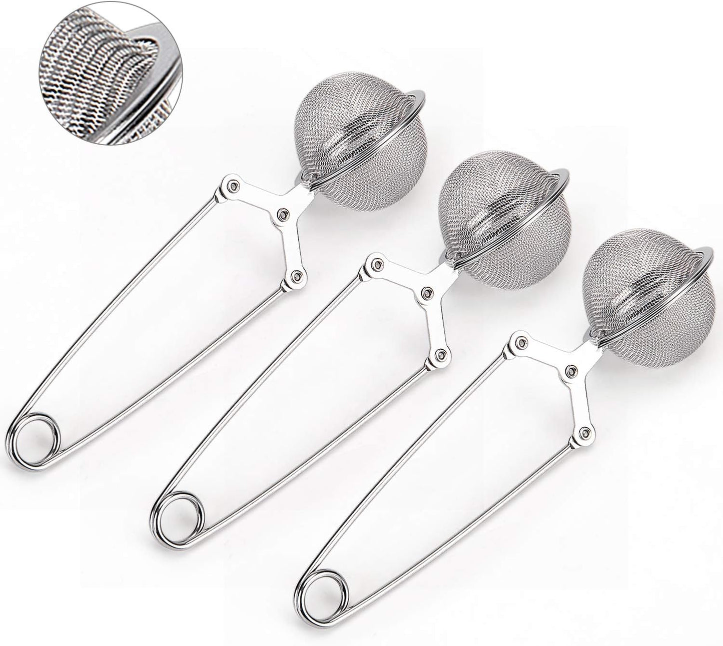 Snap Ball Tea Strainer, 3 Pack Premium Stainless Steel Tea Infuser with Handle for Loose Leaf Tea Fine Mesh V1259-DP01-A-3989