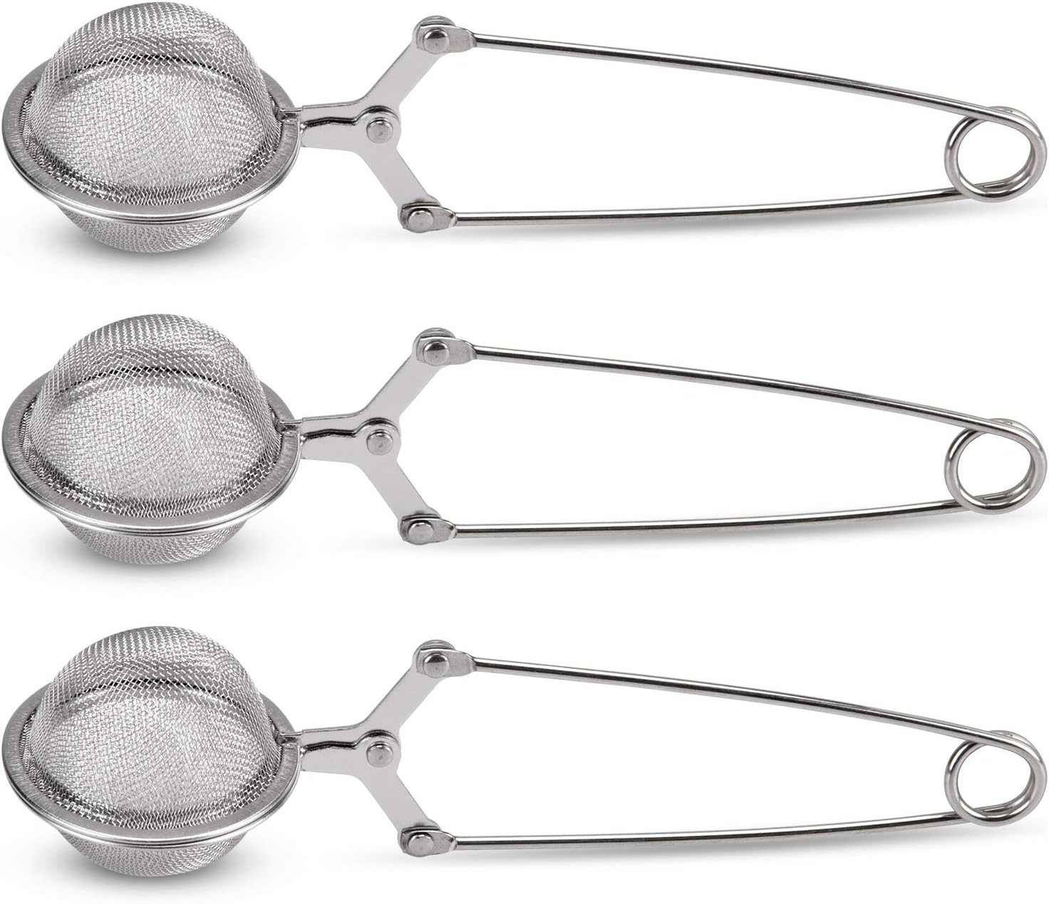 Snap Ball Tea Strainer, 3 Pack Premium Stainless Steel Tea Infuser with Handle for Loose Leaf Tea Fine Mesh V1259-DP01-A-3989