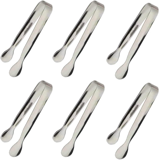 6PCS Mini Ice Tongs, 4.25Inch Stainless Steel Small Serving Tongs, Silver V1259-DP01-A-3993