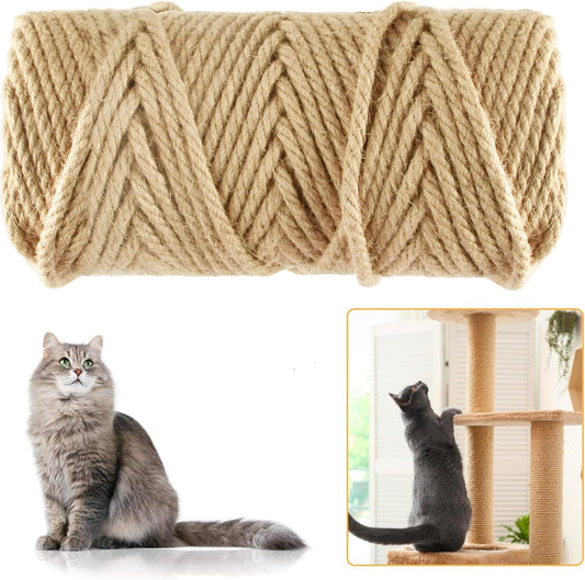 50M Sisal Rope for Cat Scratchers, Cat Scratching Sisal Rope 6mm Natural Jute Hemp Rope, Ideal for Replace V1259-DP01-A-3994