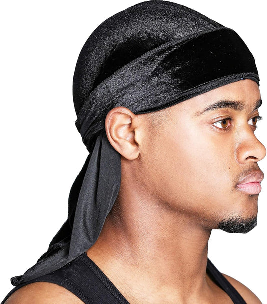 Velvet Du-Rag-Premium Quality-Wave Cap Long Straps V1259-DP01-A-3995