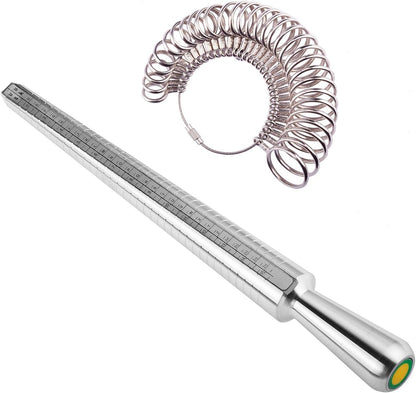 Ring Mandrel Sizer Finger Sizing Measuring Stick - Ring Sizer Guage 27 Pcs Metal Circle Models Jewellery Tool V1259-DP01-A-3996