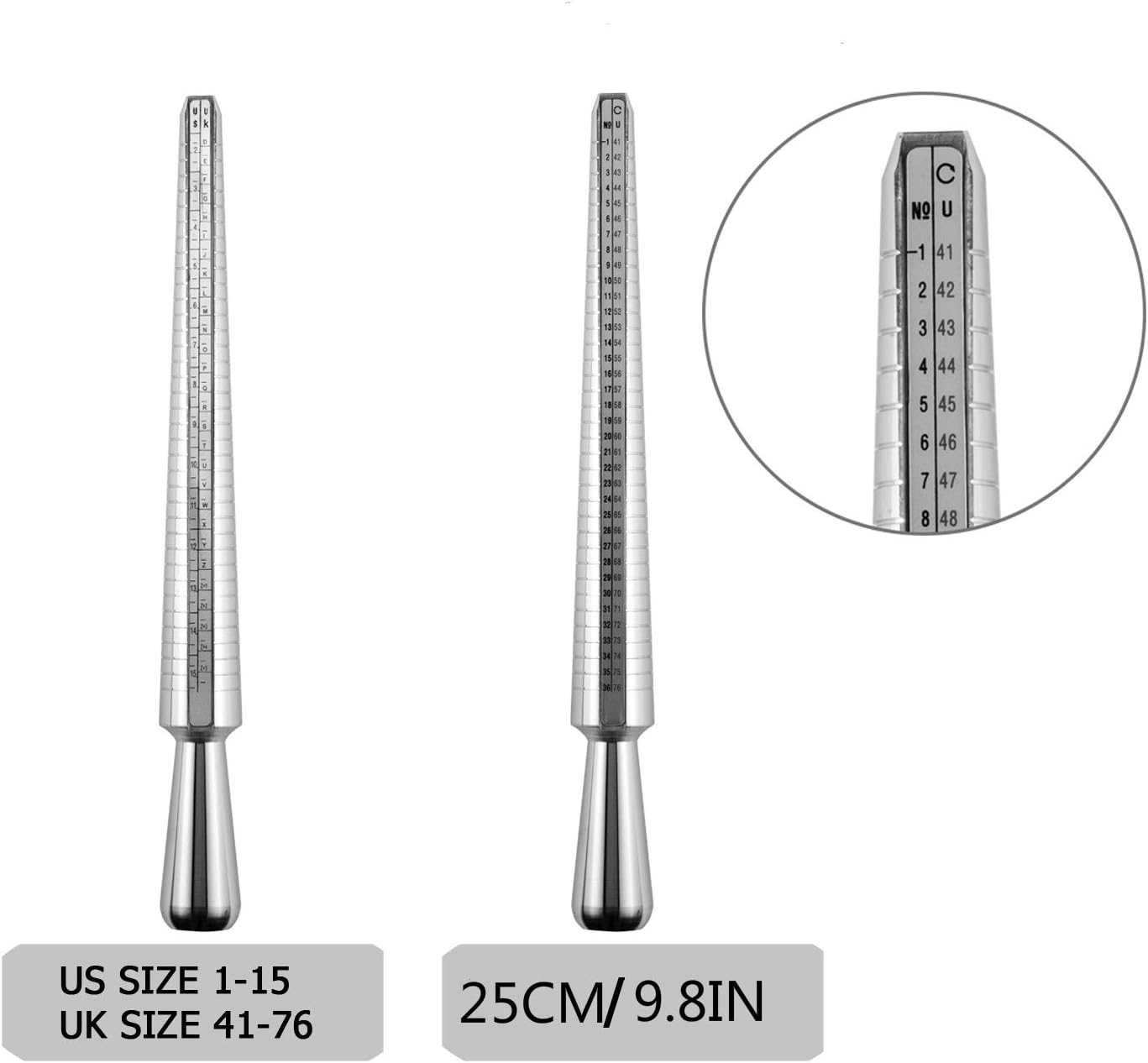 Ring Mandrel Sizer Finger Sizing Measuring Stick - Ring Sizer Guage 27 Pcs Metal Circle Models Jewellery Tool V1259-DP01-A-3996