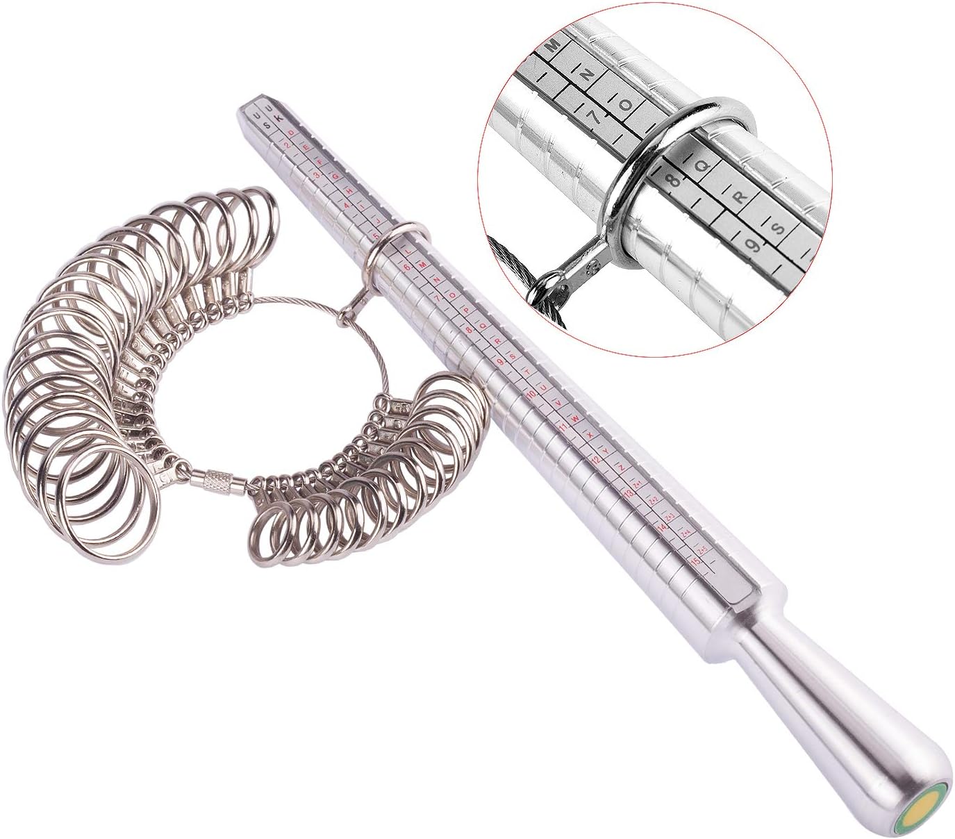 Ring Mandrel Sizer Finger Sizing Measuring Stick - Ring Sizer Guage 27 Pcs Metal Circle Models Jewellery Tool V1259-DP01-A-3996