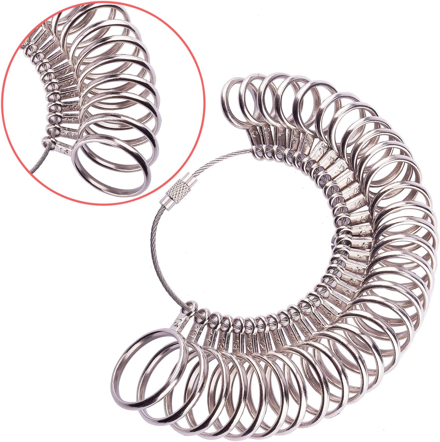 Ring Mandrel Sizer Finger Sizing Measuring Stick - Ring Sizer Guage 27 Pcs Metal Circle Models Jewellery Tool V1259-DP01-A-3996