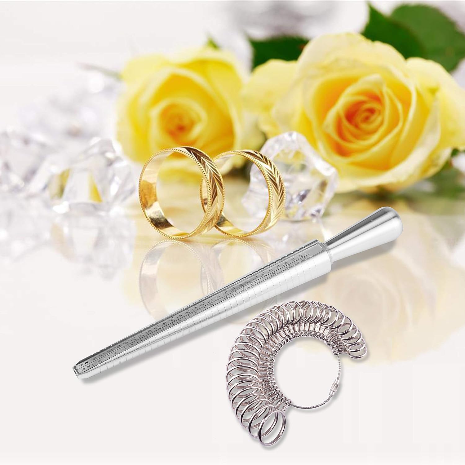 Ring Mandrel Sizer Finger Sizing Measuring Stick - Ring Sizer Guage 27 Pcs Metal Circle Models Jewellery Tool V1259-DP01-A-3996