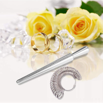 Ring Mandrel Sizer Finger Sizing Measuring Stick - Ring Sizer Guage 27 Pcs Metal Circle Models Jewellery Tool V1259-DP01-A-3996
