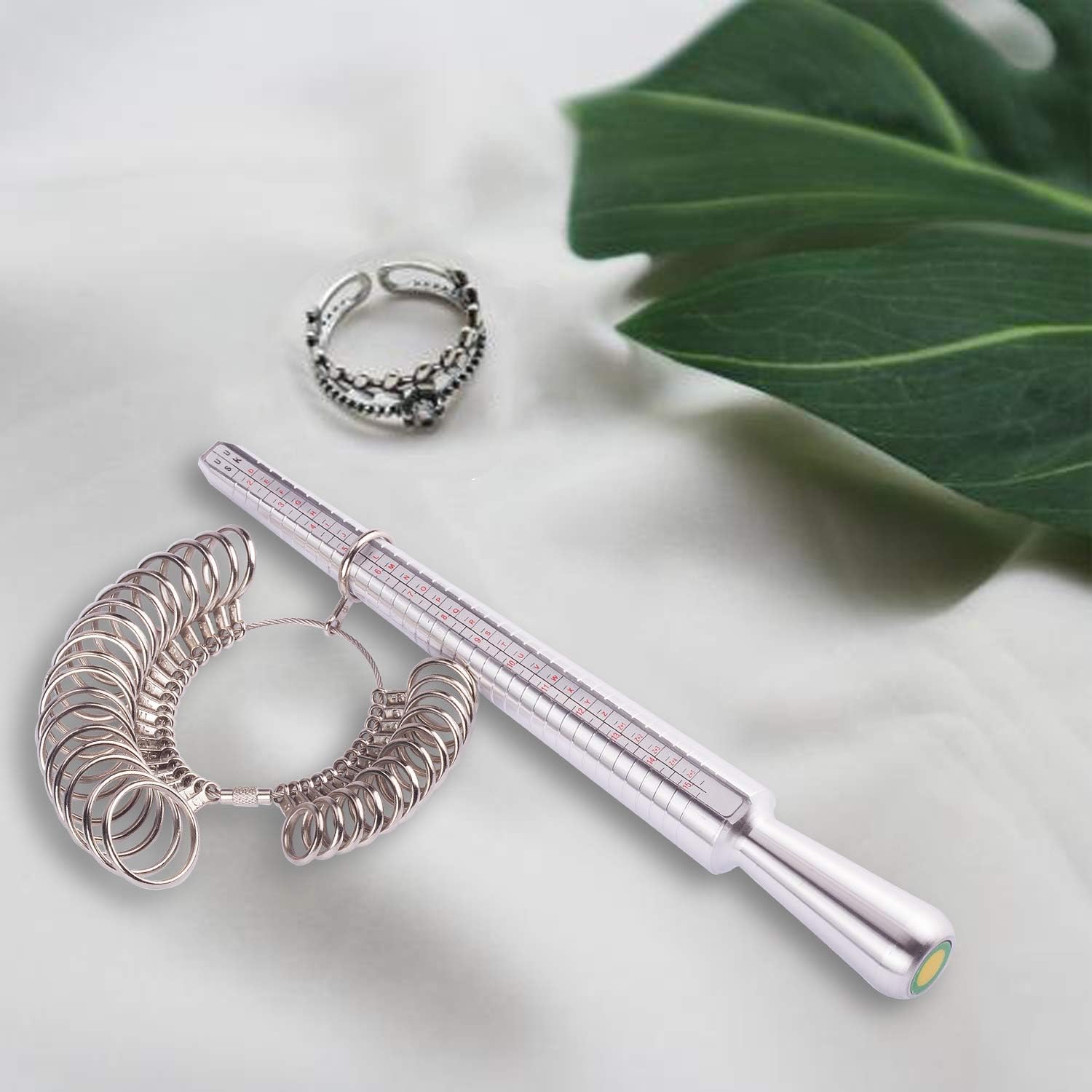 Ring Mandrel Sizer Finger Sizing Measuring Stick - Ring Sizer Guage 27 Pcs Metal Circle Models Jewellery Tool V1259-DP01-A-3996