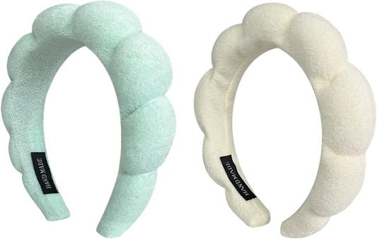 2 Pack Sponge Spa Makeup Headband, Puffy Spa Headband Skincare Headband for Women Face Washing, Makeup V1259-DP01-A-3998