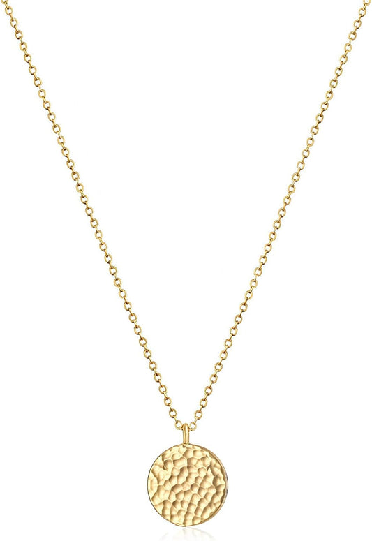 Moon Pendant Necklace 14K Gold Fill Dainty Hammered Moon Phase Gold Choker Simple Crescent Moon Full Moon V1259-DP01-A-4004