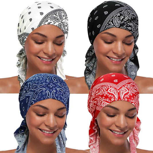 4 Pieces Women Chemo Hat Turban Beanie, Pre-Tied Headwraps Headwear Bandana for Hair Loss V1259-DP01-A-4014