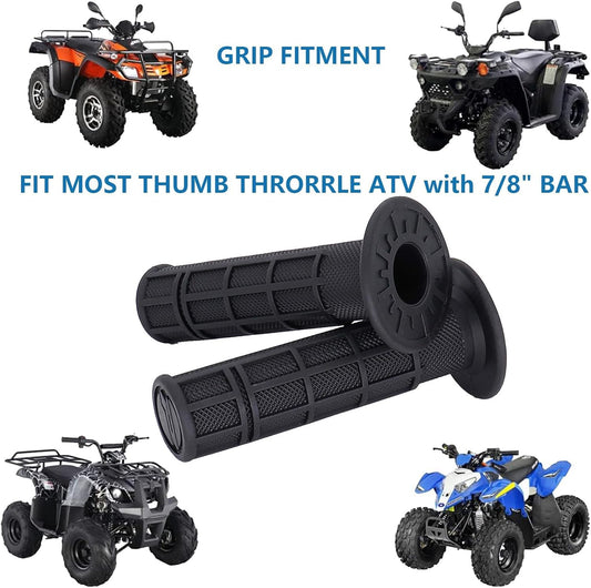 ATV Hand Grips 7/8" Soft Rubber Grip Compatible with ATV Arctic Cat Suzuki Yamaha Kawasaki Honda 400ex -Black V1259-DP01-A-4015