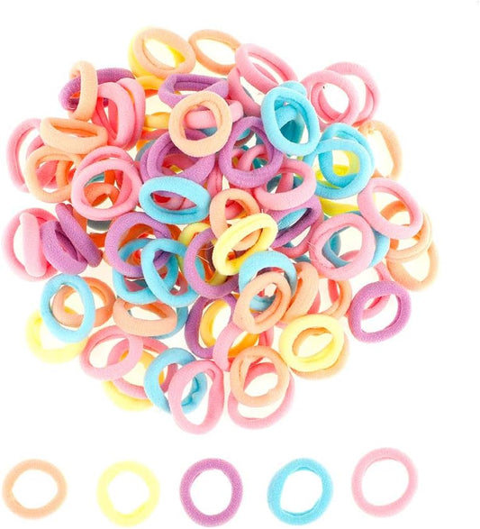 100pcs Hair Ties for Toddler, Girls Soft Elastic Hair Ties Bands Mini Hairbands Ponytail Holders Seamless V1259-DP01-A-4016