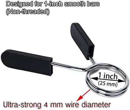 1 inch (25 mm) Spring Clip Collars with Easy-Grip Handle for Smooth Dumbbell Handle or Weightlifting Barbell V1259-DP01-A-4020