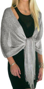 Sheer Glitter Sparkle Shawl Wrap Fringe Prom Weddings Evening Scarfs for Women V1259-DP01-A-4025