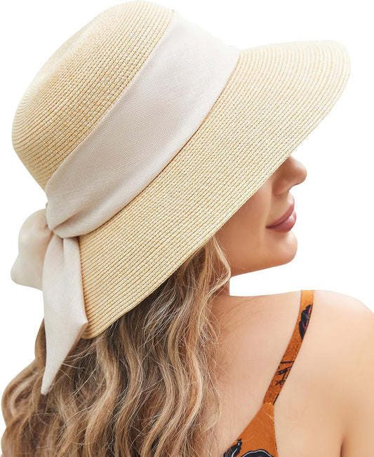 Sun Hat Womens Wide Brim Foldable Straw Hats Beach Sun Hats for Women Floppy Summer Hats UPF 50+ V1259-DP01-A-4027