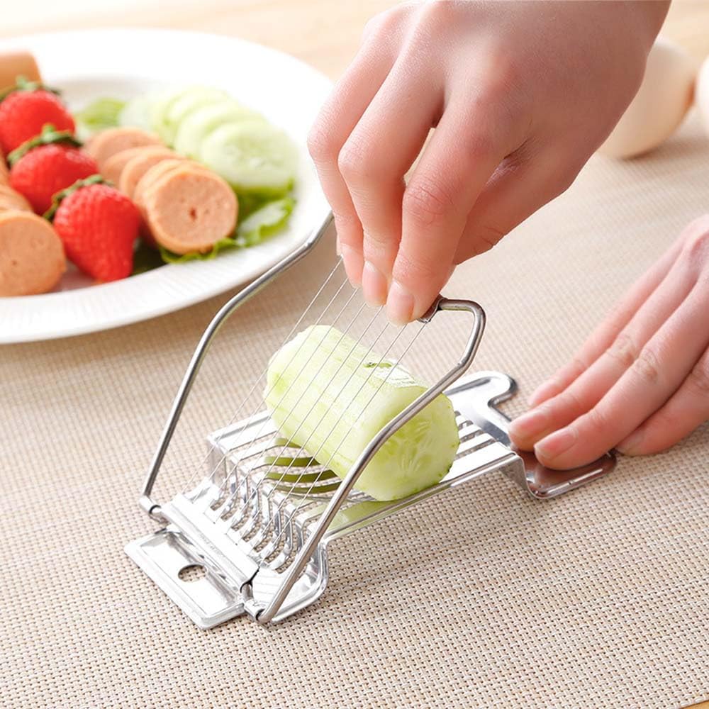 Egg Slicer, Stainless Steel Egg Slicer Cutter, Multipurpose Slicer for Egg Ham Strawberry Banana Soft Fruit V1259-DP01-A-4035