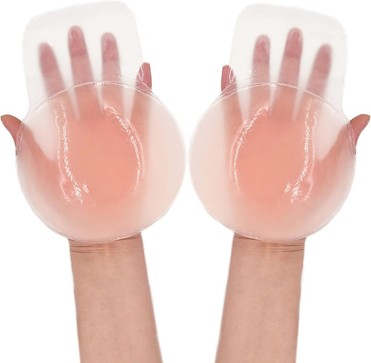 Breast Lift Pasties Nipple Cover: 5.1inch Silicone Sticky Bra for Women Reusable Strapless Boob Petals, Pink, V1259-DP01-A-4036