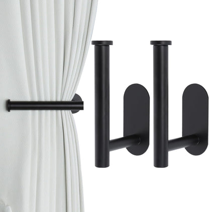 2 Pack Adhesive Curtain Holdbacks - No Drill Curtain Tie Backs & Pull Backs Curtain Holders for Drapes (2, V1259-DP01-A-4038