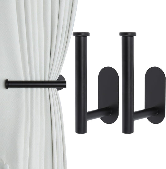 2 Pack Adhesive Curtain Holdbacks - No Drill Curtain Tie Backs & Pull Backs Curtain Holders for Drapes (2, V1259-DP01-A-4038