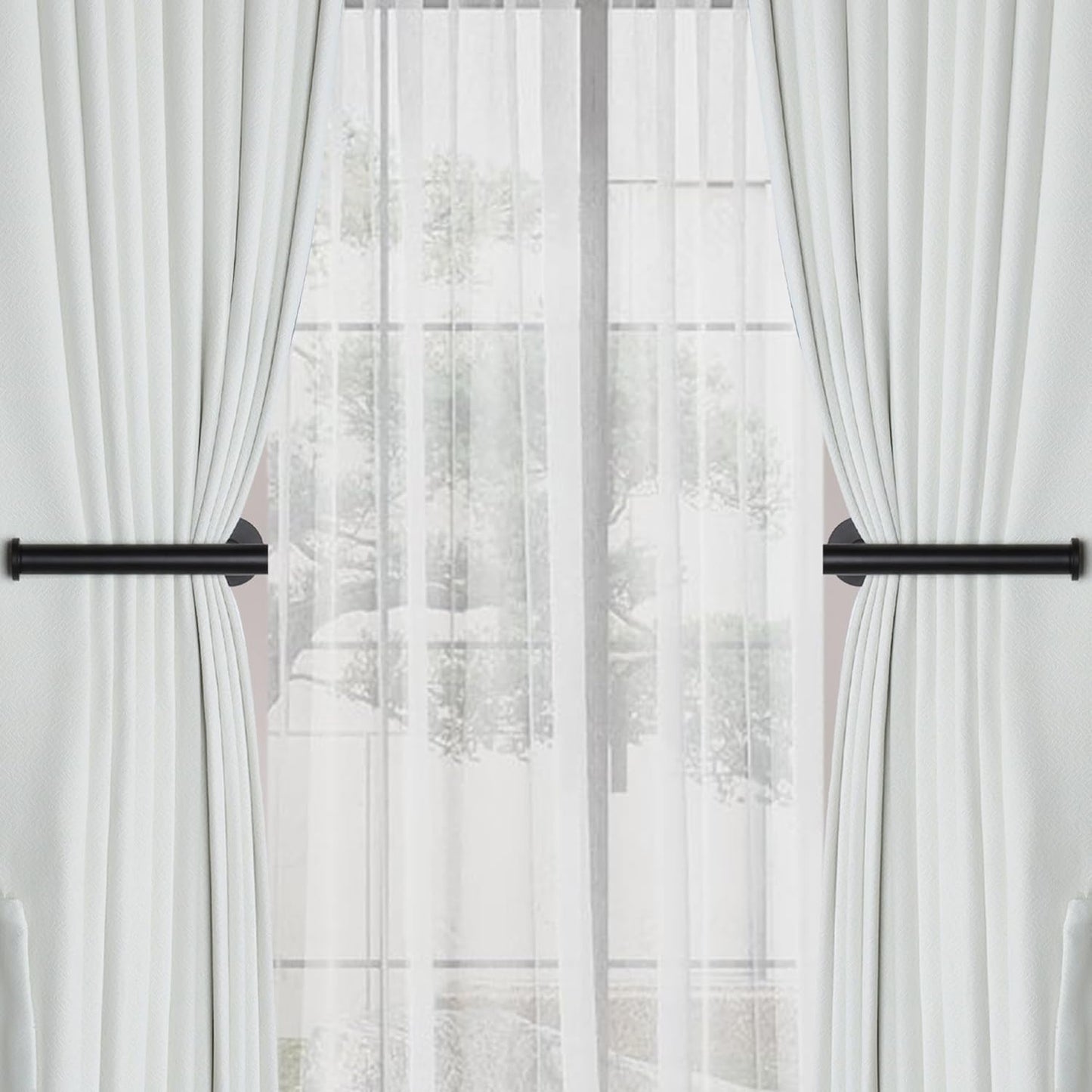 2 Pack Adhesive Curtain Holdbacks - No Drill Curtain Tie Backs & Pull Backs Curtain Holders for Drapes (2, V1259-DP01-A-4038