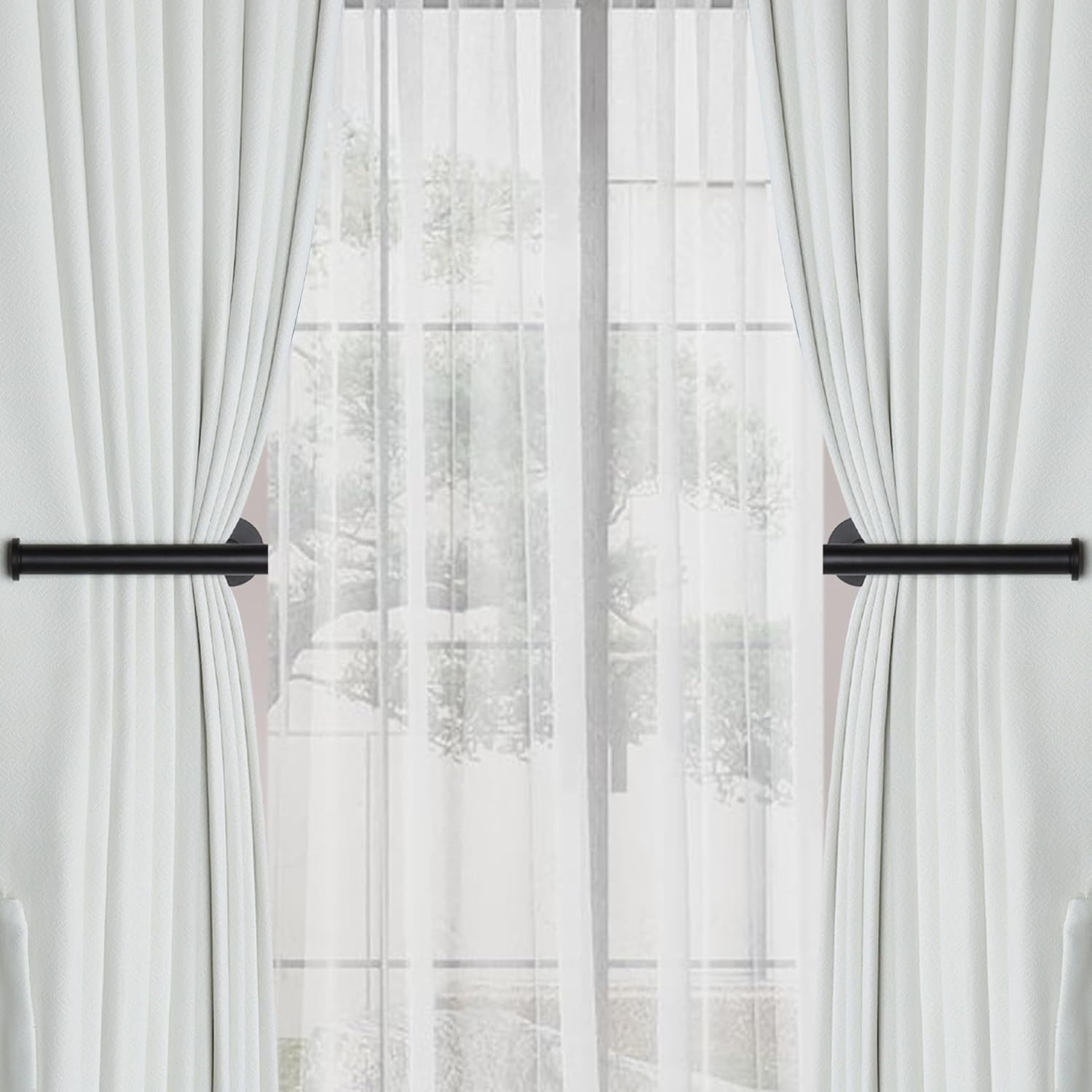 2 Pack Adhesive Curtain Holdbacks - No Drill Curtain Tie Backs & Pull Backs Curtain Holders for Drapes (2, V1259-DP01-A-4038