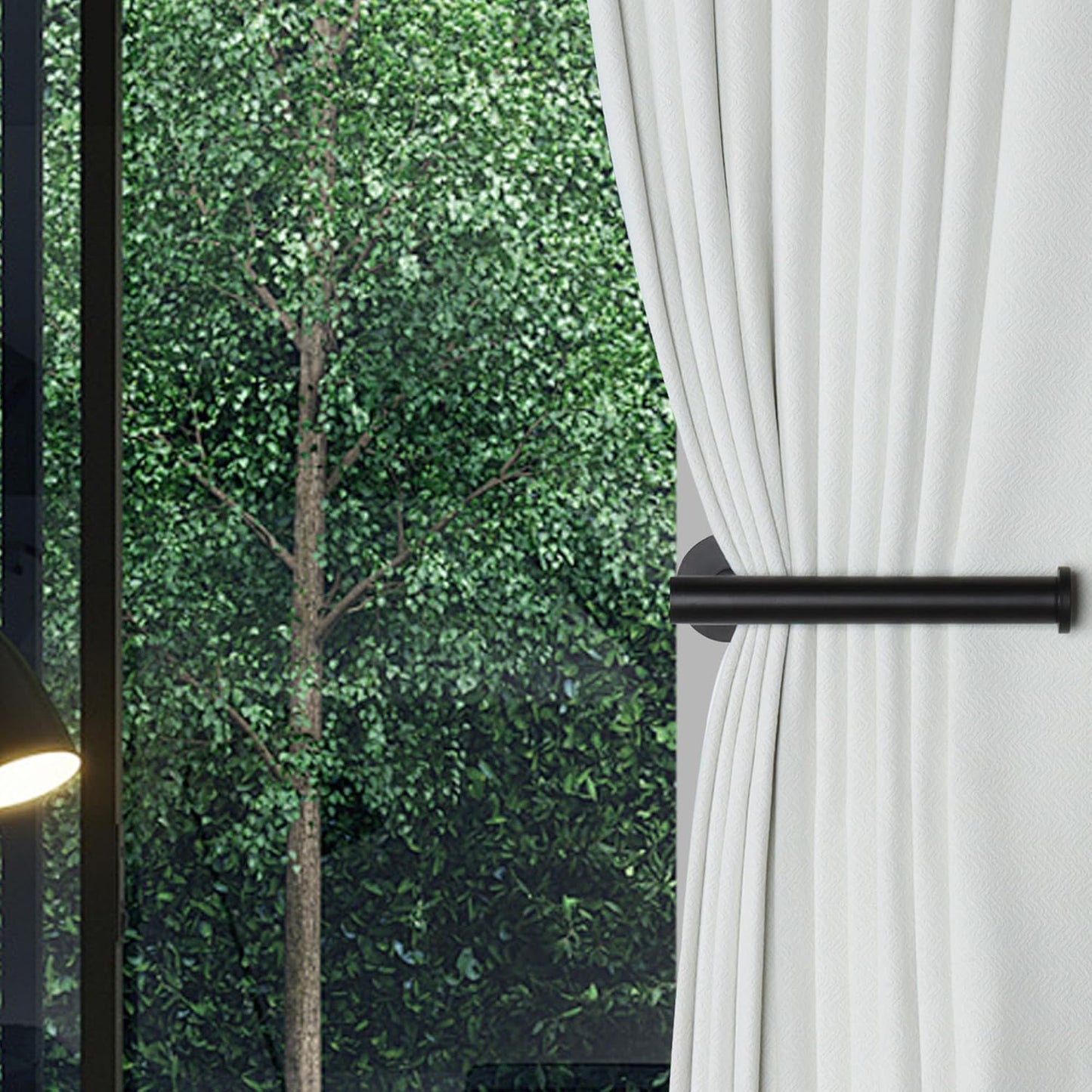 2 Pack Adhesive Curtain Holdbacks - No Drill Curtain Tie Backs & Pull Backs Curtain Holders for Drapes (2, V1259-DP01-A-4038