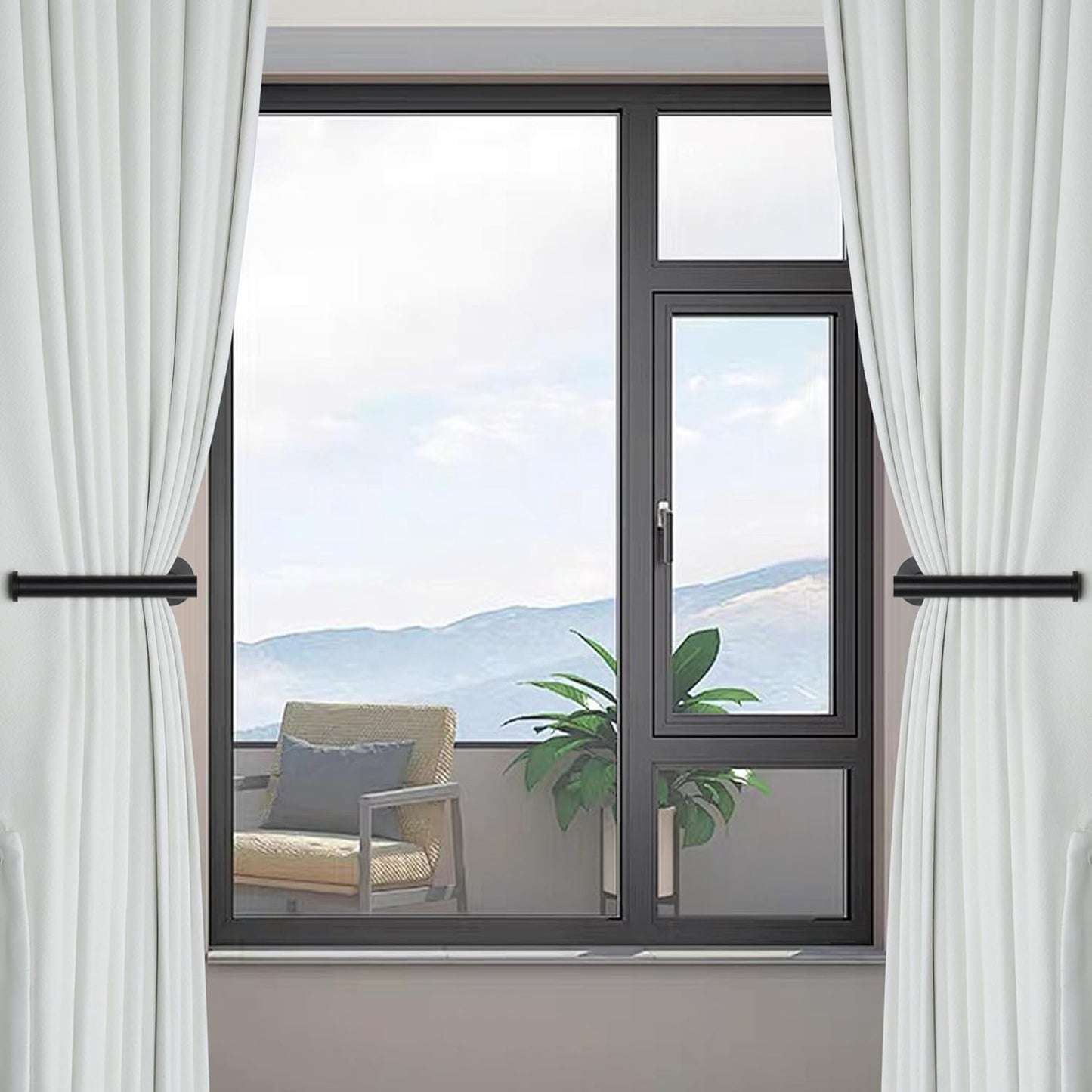 2 Pack Adhesive Curtain Holdbacks - No Drill Curtain Tie Backs & Pull Backs Curtain Holders for Drapes (2, V1259-DP01-A-4038