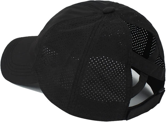 Womens Criss Cross Ponytail Baseball Cap Adjustable Messy Bun Mesh Quick Drying Hat V1259-DP01-A-4052