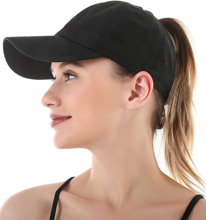 Womens Criss Cross Ponytail Baseball Cap Adjustable Messy Bun Mesh Quick Drying Hat V1259-DP01-A-4052