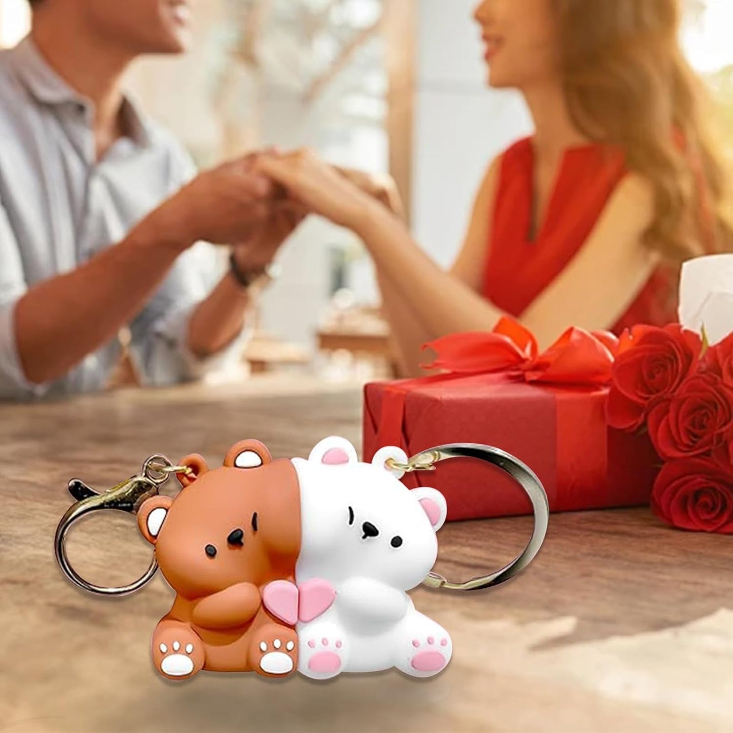 Couple's Bear Magnetic Keychain Charm, Cute Bear Keychain Set for Couples Matching Keychain V1259-DP01-A-4059