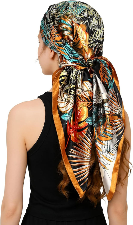 100% Mulberry Silk Scarf Head Scarf for Women Hair Wrap for Sleeping Square Bandana Neck Scarf V1259-DP01-A-4060