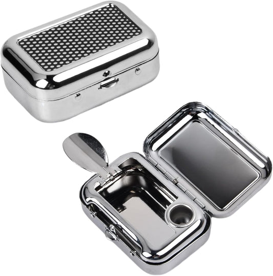 Pocket Ashtray, Portable Mini Ashtray, Stainless Steel Ashtray Windproof Ashtray with lid for Home Office V1259-DP01-A-4063