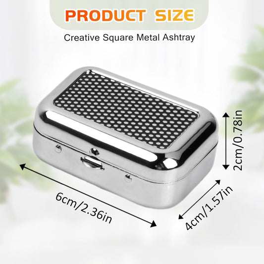Pocket Ashtray, Portable Mini Ashtray, Stainless Steel Ashtray Windproof Ashtray with lid for Home Office V1259-DP01-A-4063