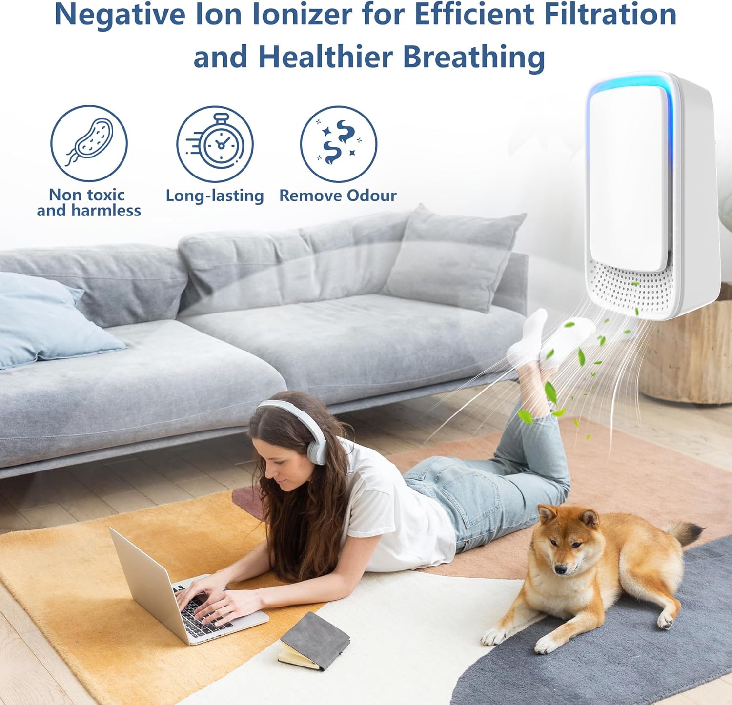 2 Pack Plug-In Negative Ion Ionizer for Home, Office, Kitchen, Bedroom, Bathroom - Filterless, Quiet V1259-DP01-A-4064