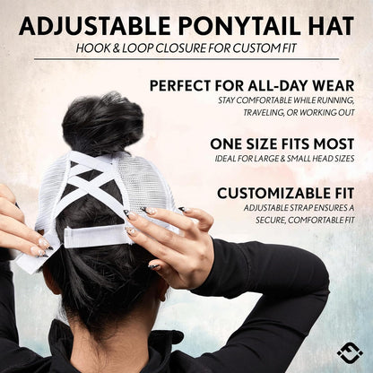 Criss Cross Hat Womens Baseball Cap Distressed Ponytail Messy Bun Trucker Ponycap V1259-DP01-A-4065